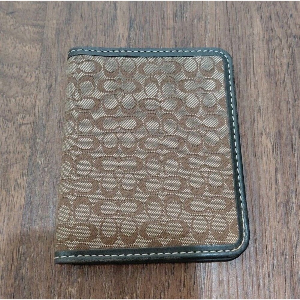 Coach Brown/Black Logo Pattern Bifold ID & Document Holder w/ ID Window